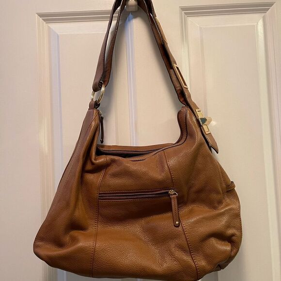 NWOT TIGNANELLO brown pebbled leather shoulder bag - Picture 2 of 8